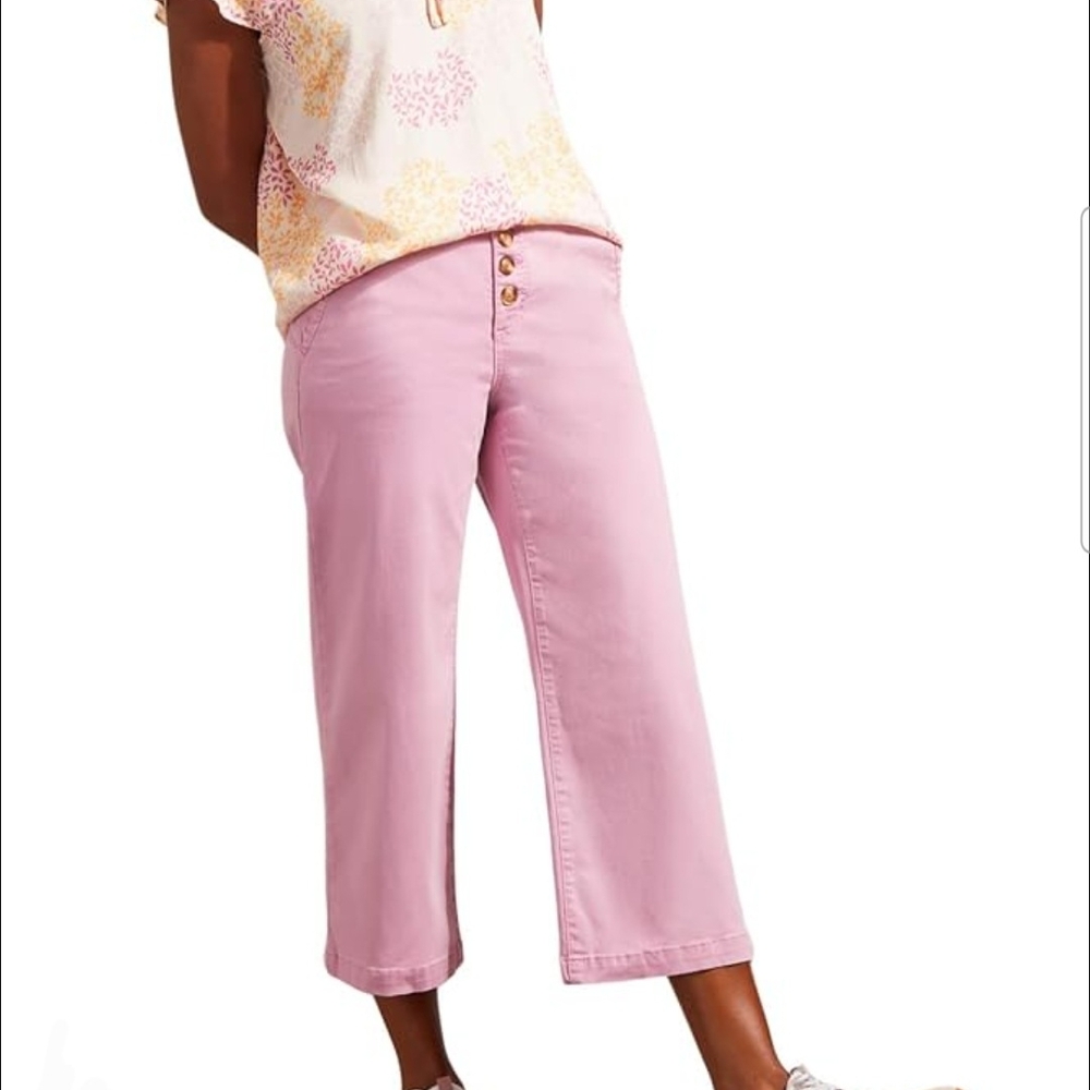 Tribal Audrey Button Fly Mid-rise Wide Leg Capri Sz 16 Pink